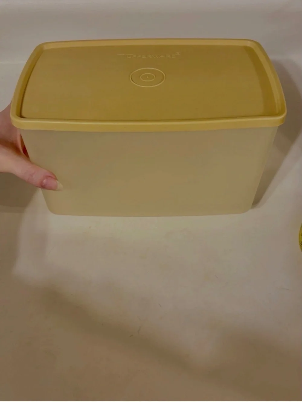 Vintage Tupperware Pack-N-Seal Rectangle  Container  #1527 w/#714 Almond Seal